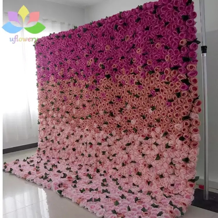 Silk Rose Flower Wall