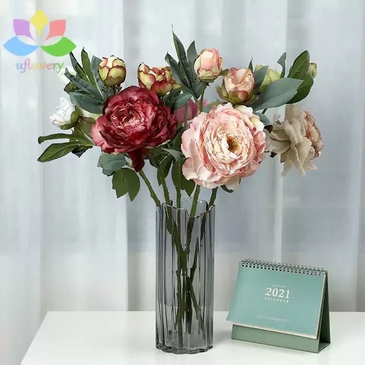 Silk peonies in vase